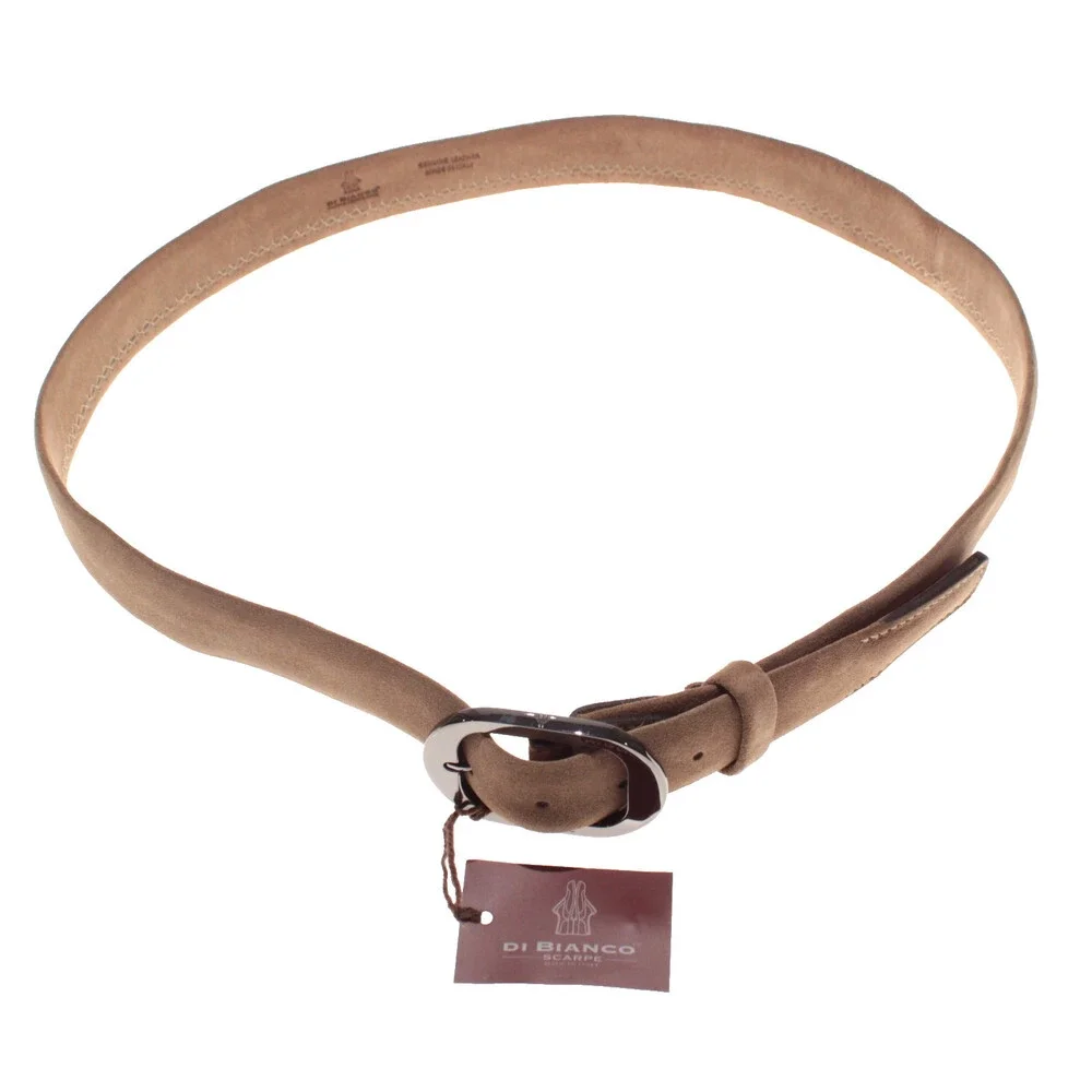 Di Bianco NWT Cut to Size Dress Belt In Solid Brown Suede Leather One Size